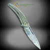 СЛИМ (Slim) коллекционный складной нож ручной работы студии KUSTOM KNIVES, сталь - Damasteel® 61-62 HRC